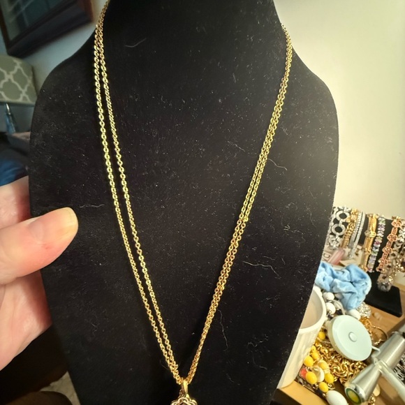 Camrose & Kross Double Chain Goldtone Cross Pendant Necklace - Picture 6 of 6